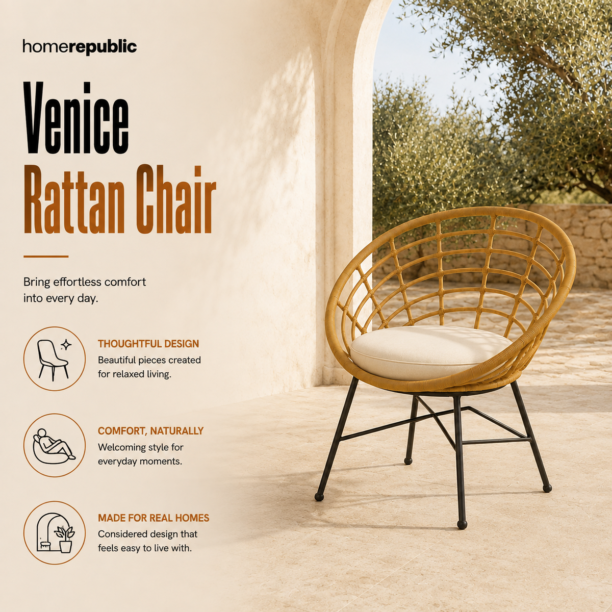 Home Republic Venice Rattan Chair