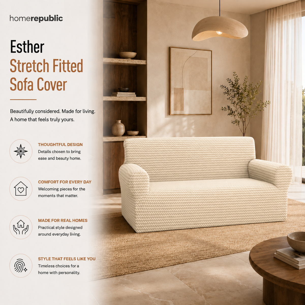 Home Republic Esther Stretch Fitted Sofa Cover