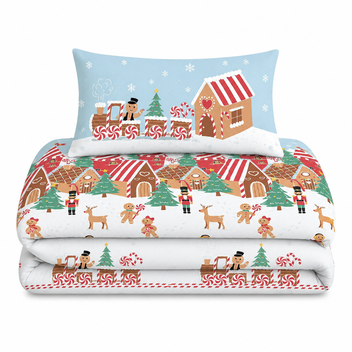 Velosso Fun Gingerbread Town Duvet Cover and Pillowcase Set