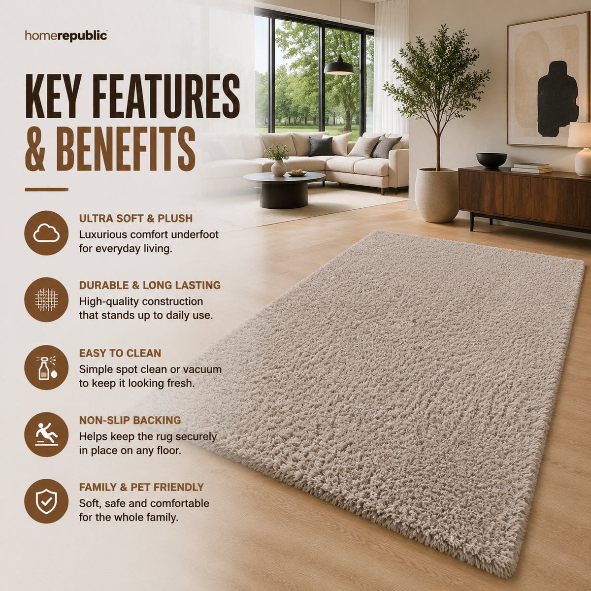 Home Republic Montana Fluffy Rug Long Pile