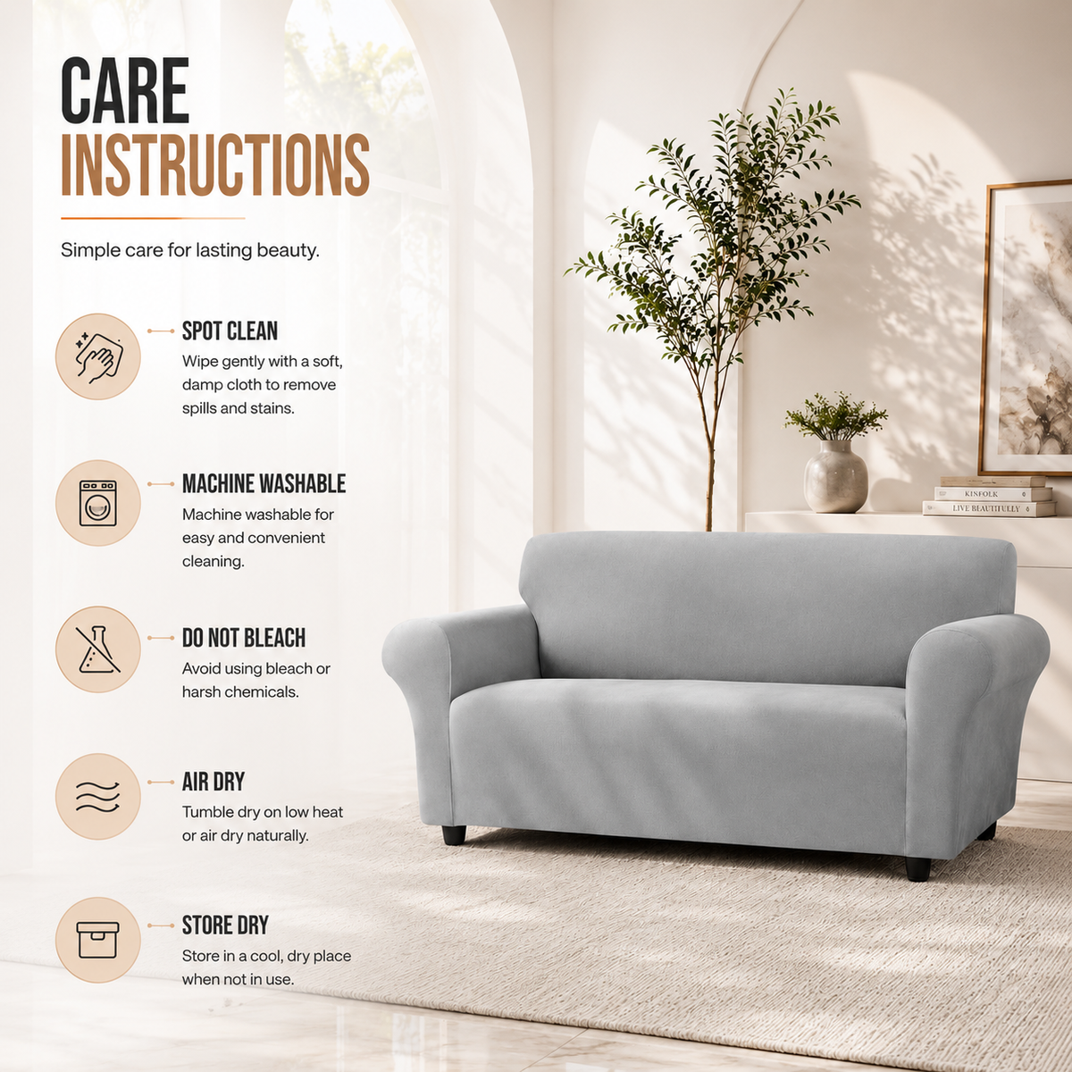 Home Republic Faux Mink Stretch Fitted Sofa Cover