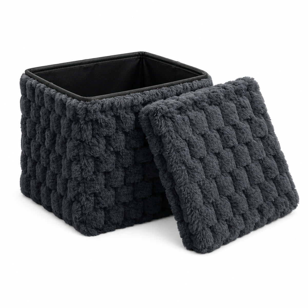 Home Republic Chunky Popcorn Faux Rabbit Fur Storage Ottoman
