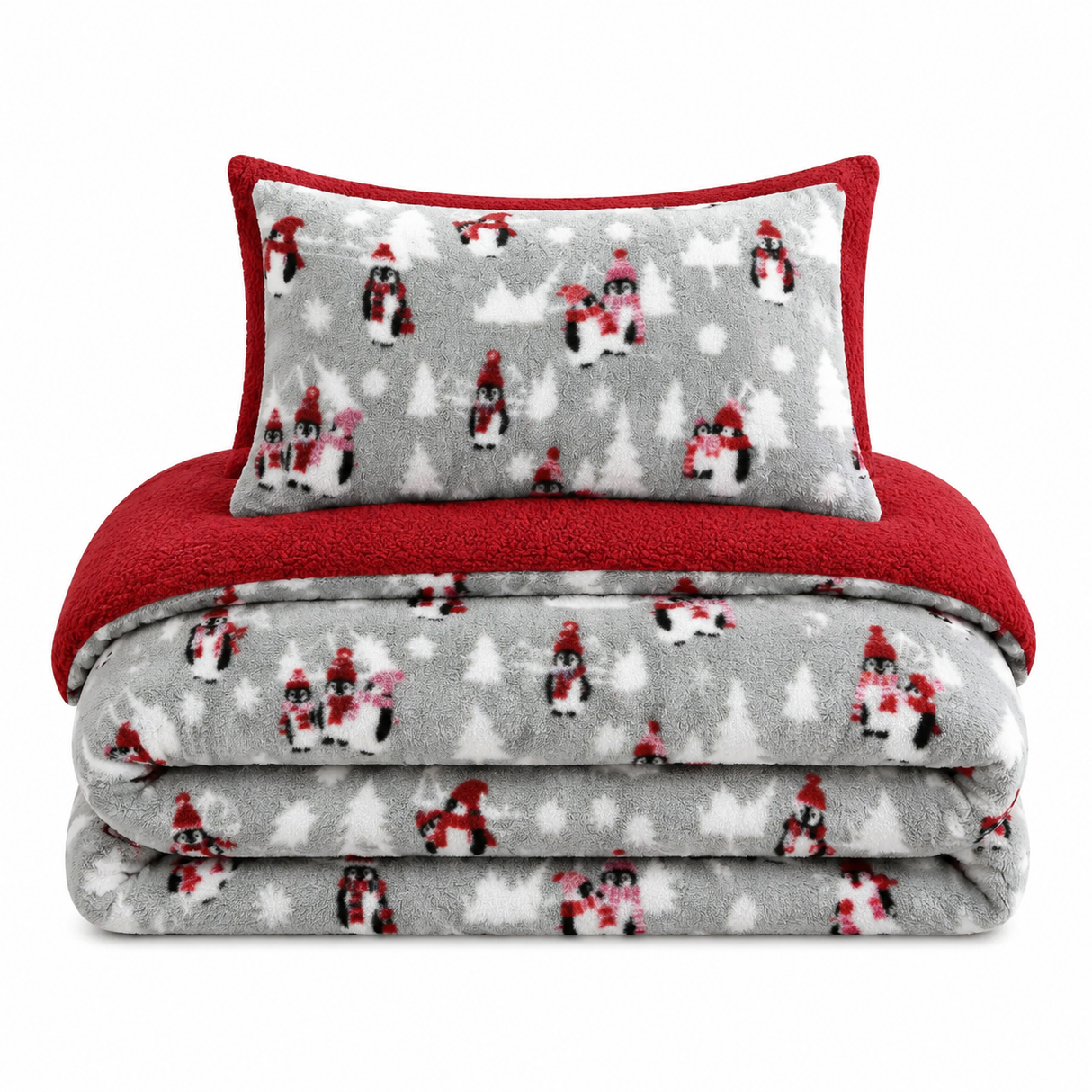 Velosso Penguins Teddy Duvet Cover & Pillowcase Set