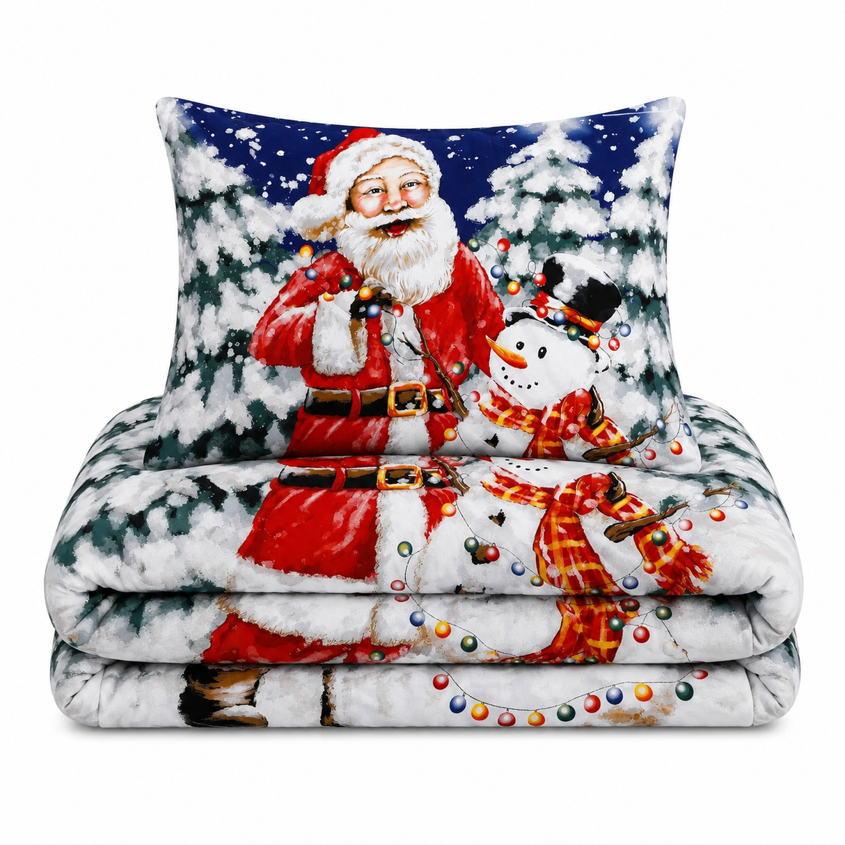 Velosso Santa Xmas Lights Duvet Cover & Pillowcase Set