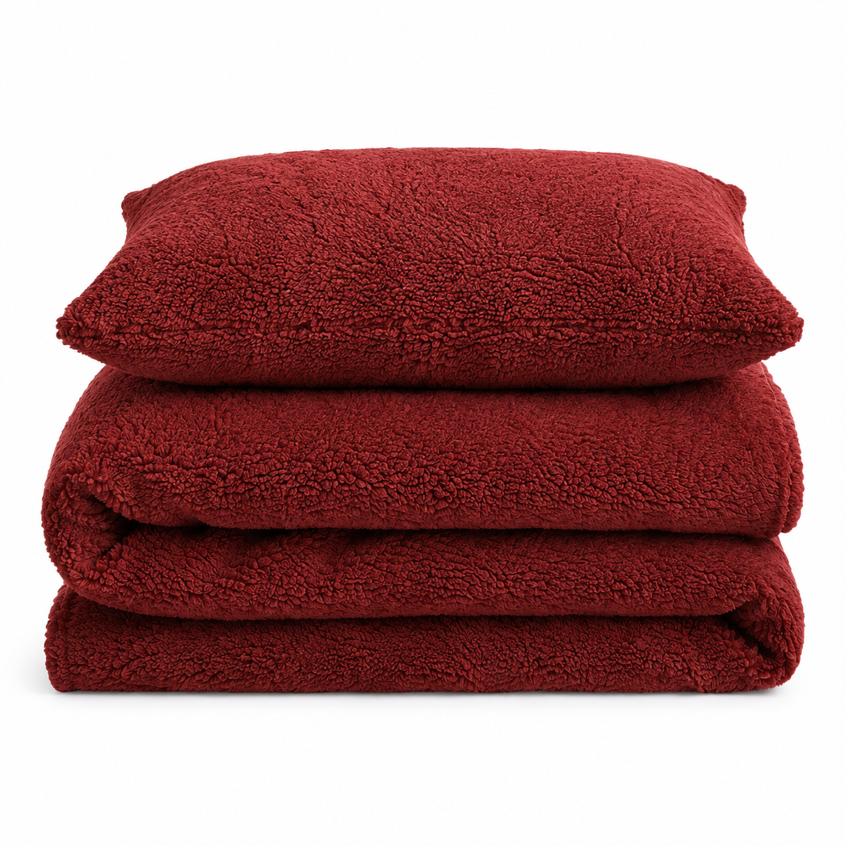 Velosso Plain Teddy Fleece Duvet Cover and Pillowcase Set
