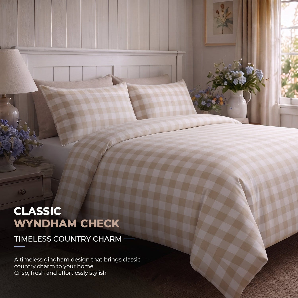Sweet Dreams Wyndham Gingham Check Duvet Cover And Pillowcase Set