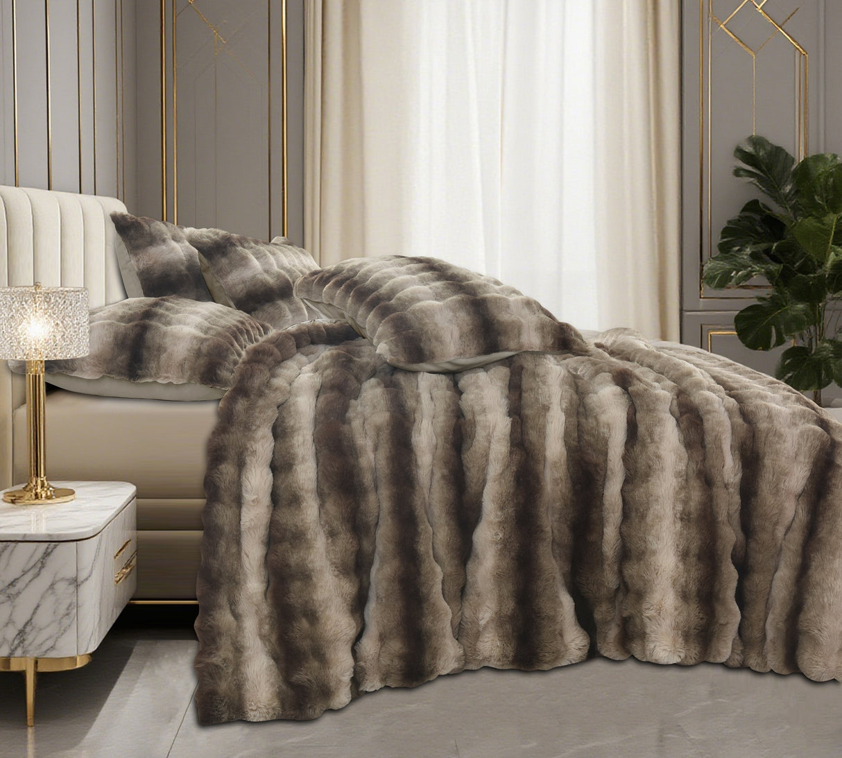 Sweet Dreams Faux Rabbit Fur Duvet Cover and Pillowcase Set