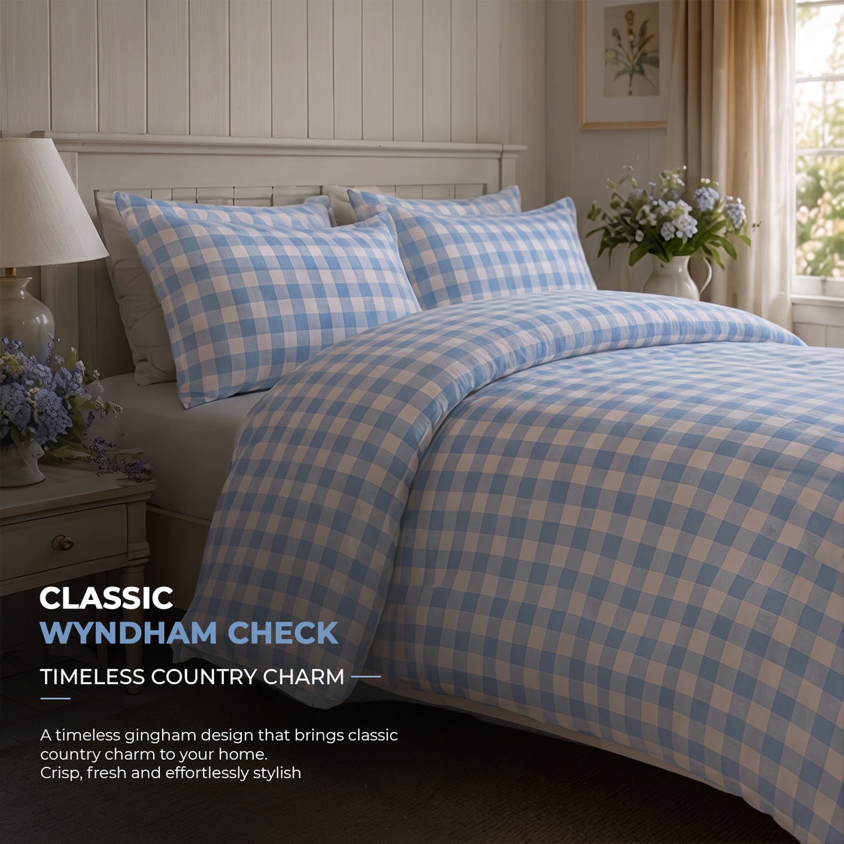 Sweet Dreams Wyndham Gingham Check Duvet Cover and Pillowcase Set