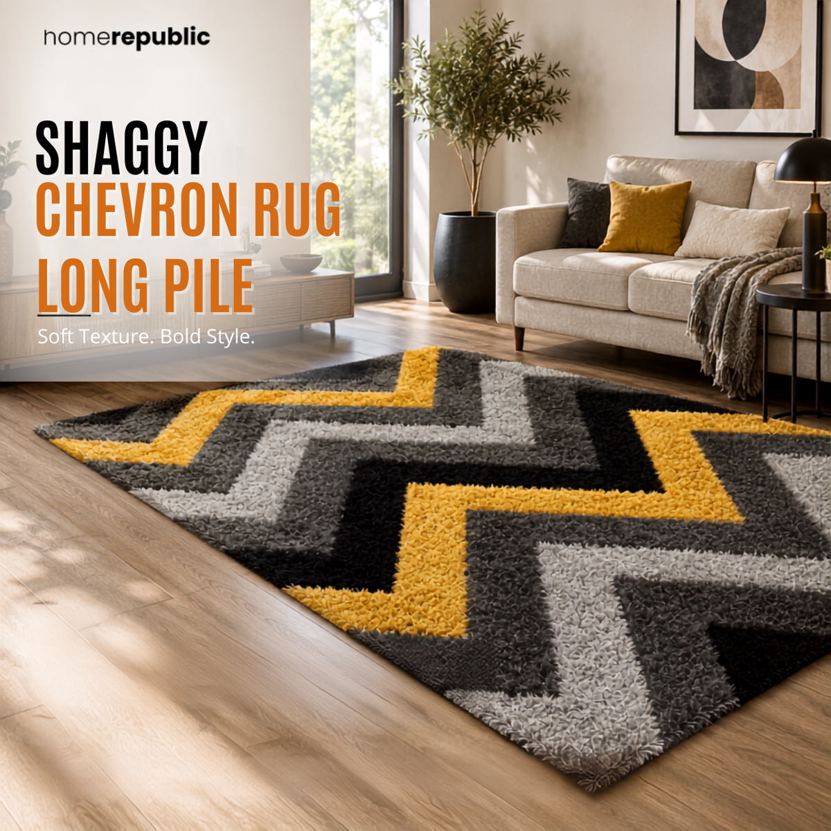 Home Republic Shaggy Chevron Rug Long Pile