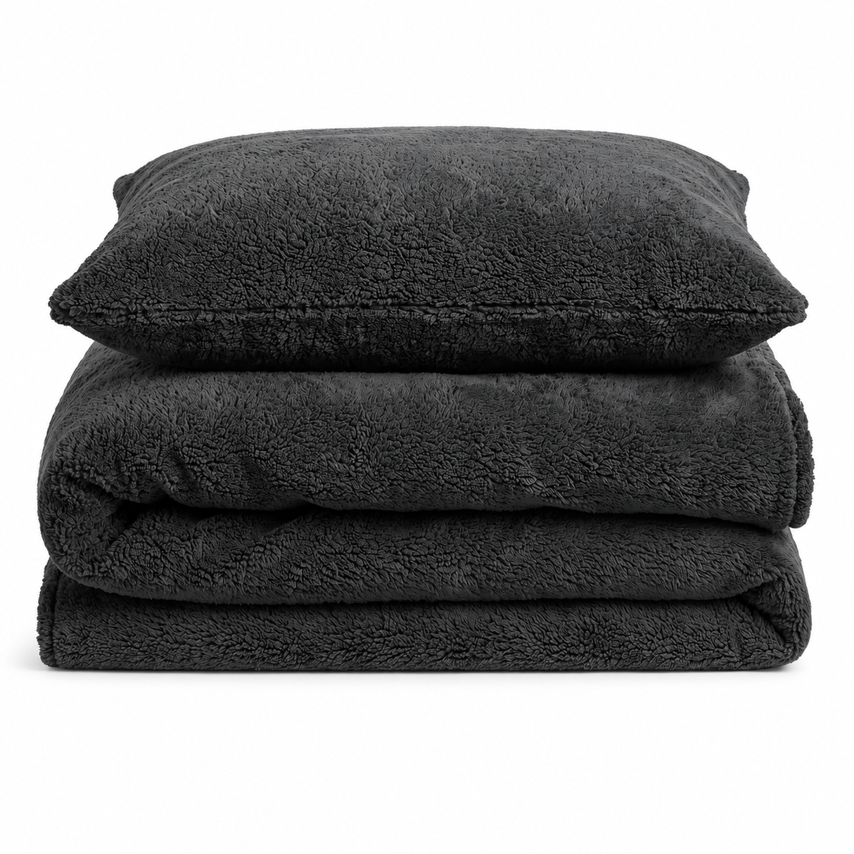 Velosso Plain Teddy Fleece Duvet Cover and Pillowcase Set