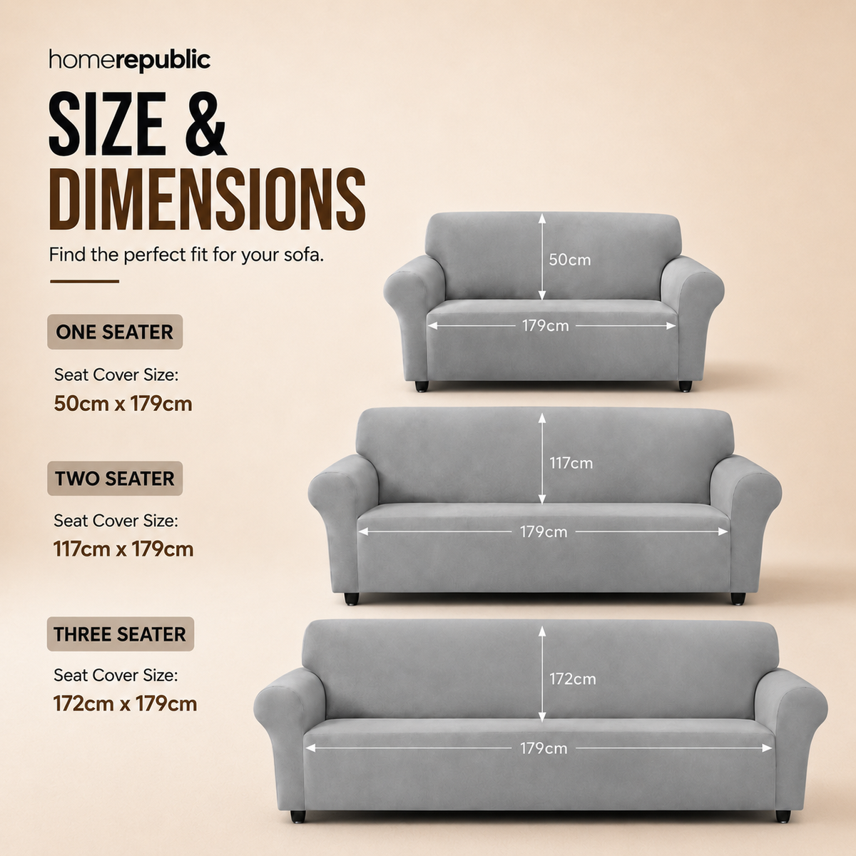 Home Republic Faux Mink Stretch Fitted Sofa Cover