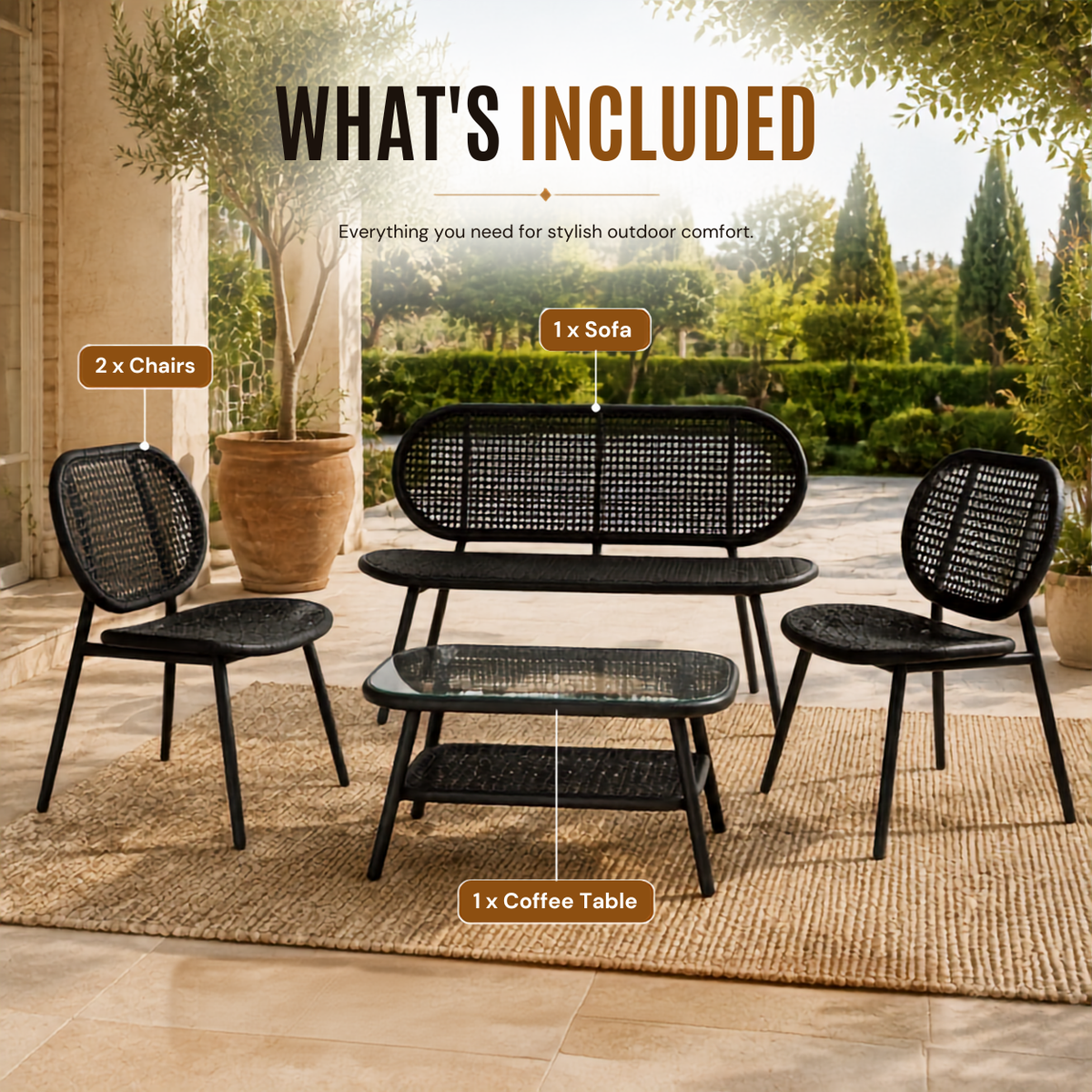 Home Republic Capri 4 Piece Garden Sofa And Tabe Set