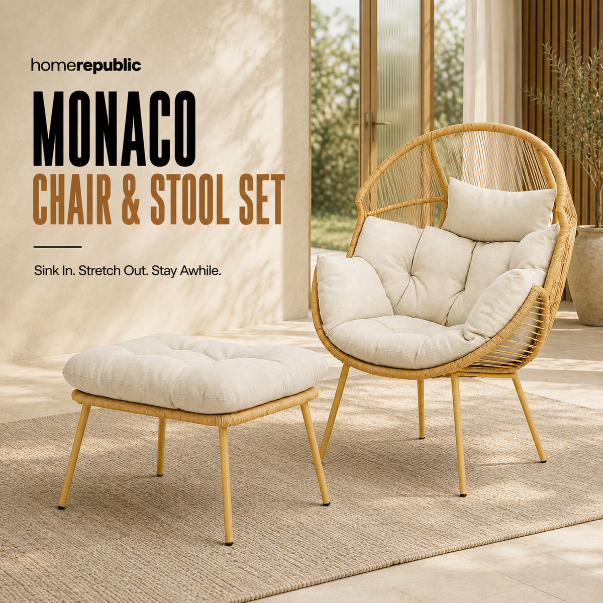 Home Republic Monaco Chair And Stool Set