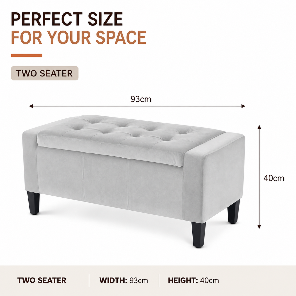 Home Republic Luna Velvet Storage Seat