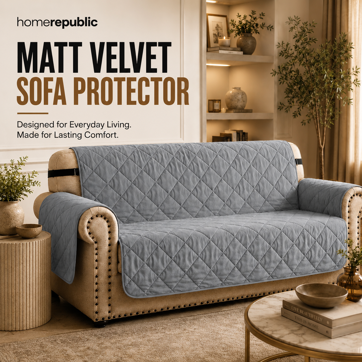 Home Republic Matt Velvet Sofa Protector