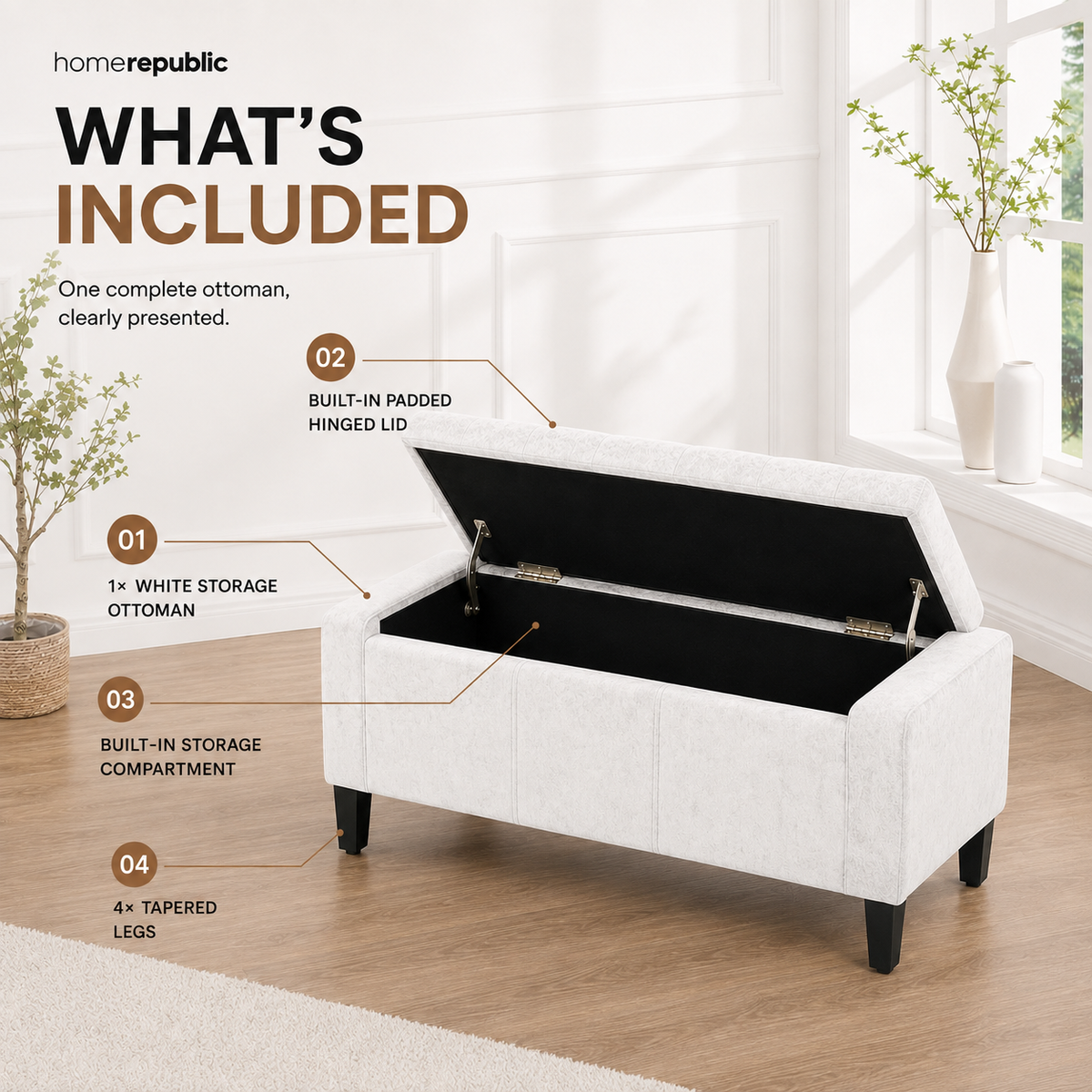Home Republic Bijou Crushed Velvet Storage Seat
