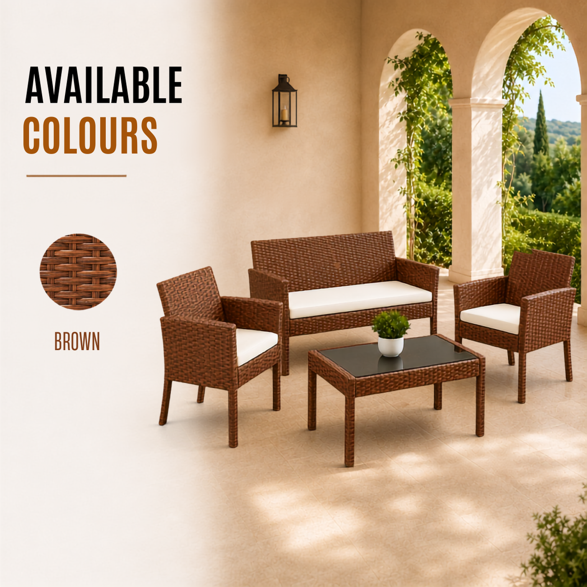 Home Republic Bali 4 Piece Garden Sofa And Table Set