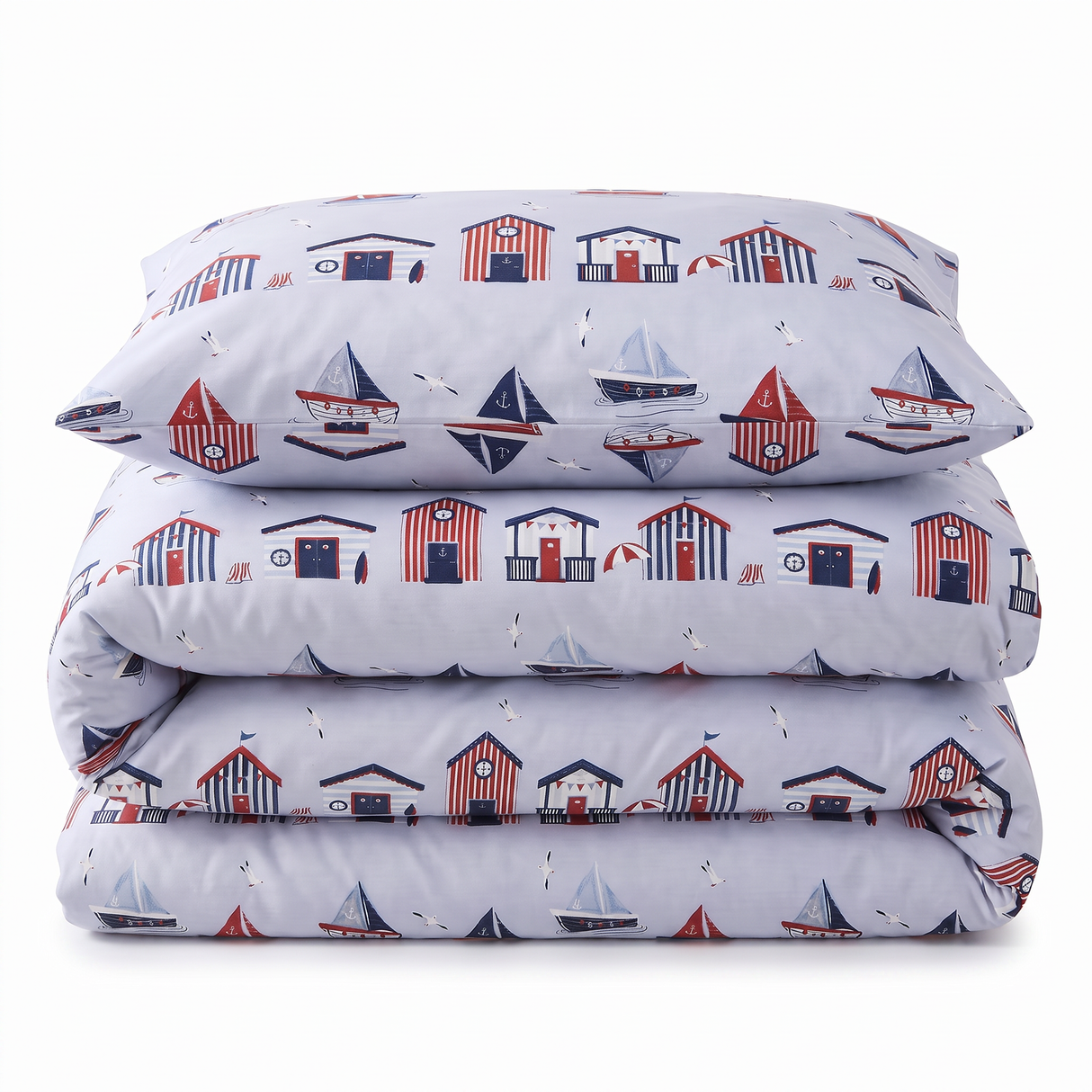 Portfolio Beach Huts Duvet Cover & Pillowcase Set