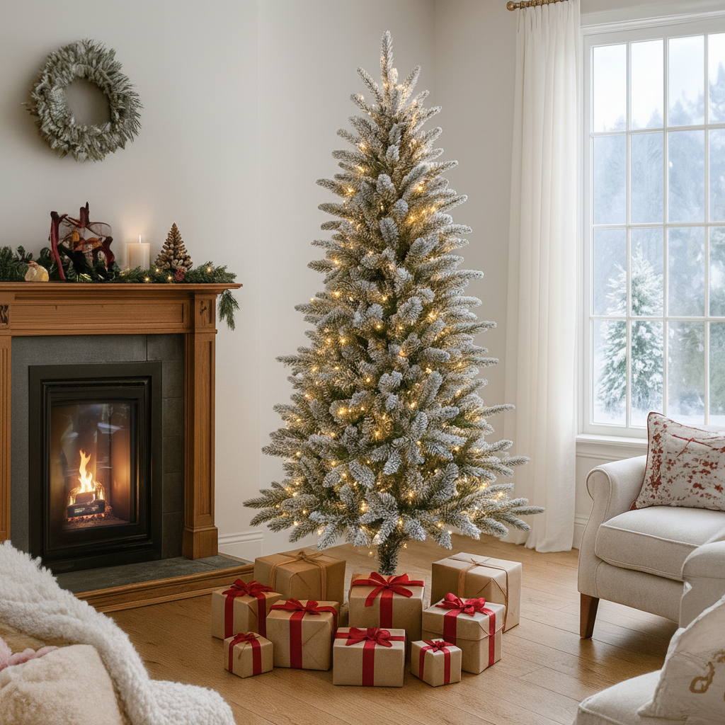 Home Republic Snow Frosted Christmas Tree With Led Lights