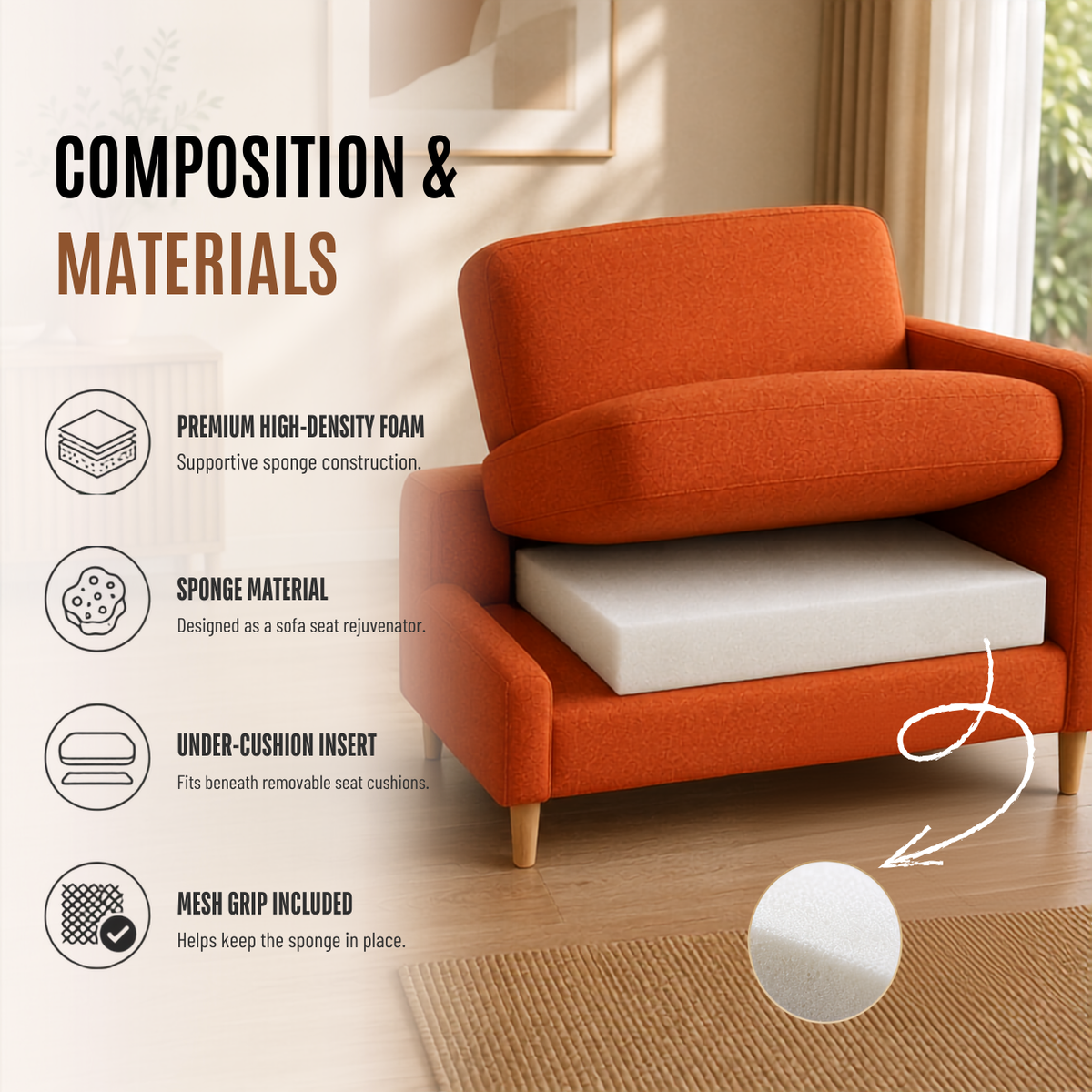 Home Republic Sofa Foam Rejuvenator Pad