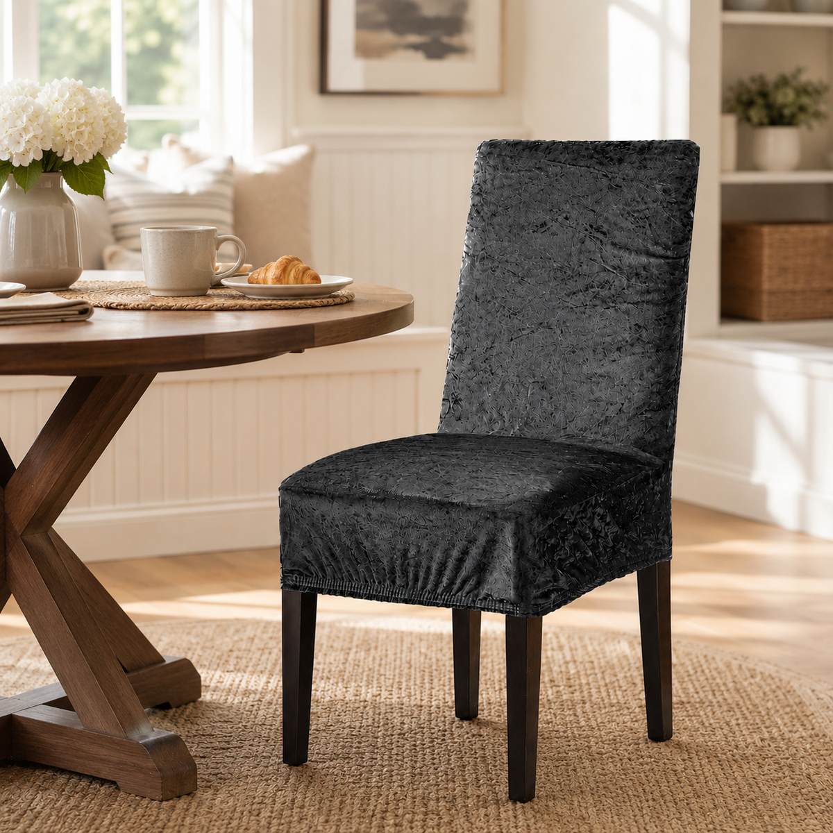Home Republic Crushed Velvet Stretch Fitted Chair Covers