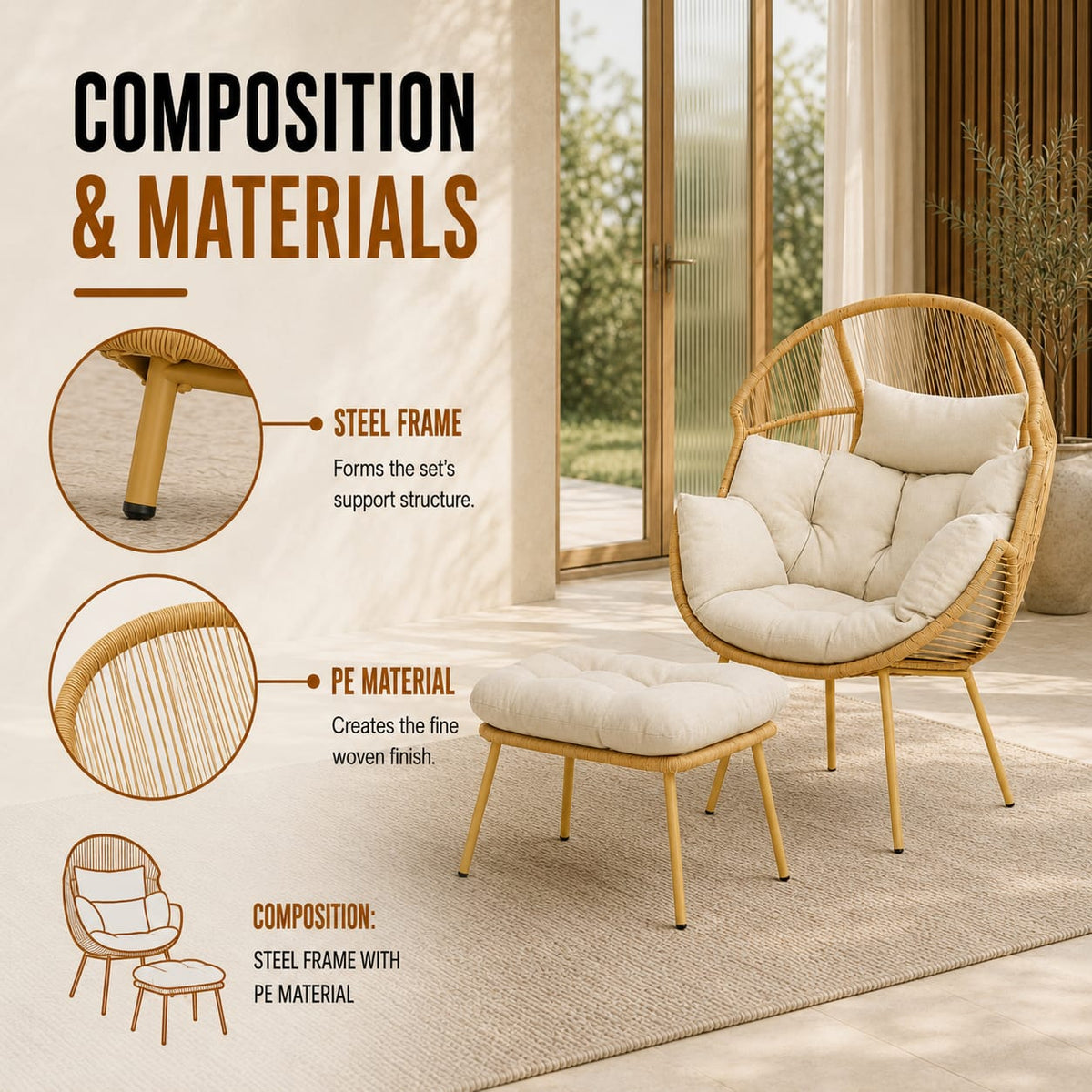 Home Republic Monaco Chair And Stool Set
