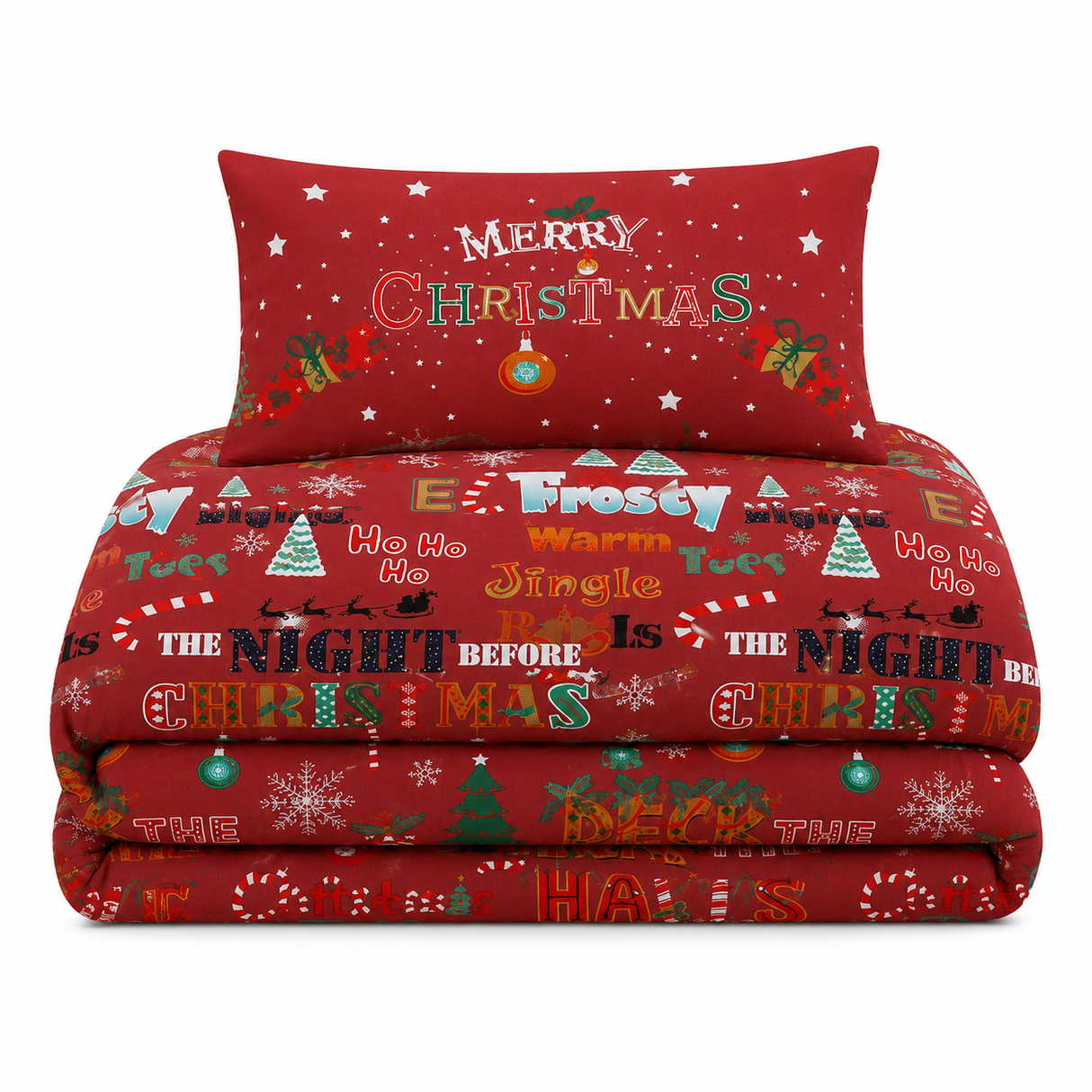 Velosso Festive Deck The Halls Duvet Cover and Pillowcase Set