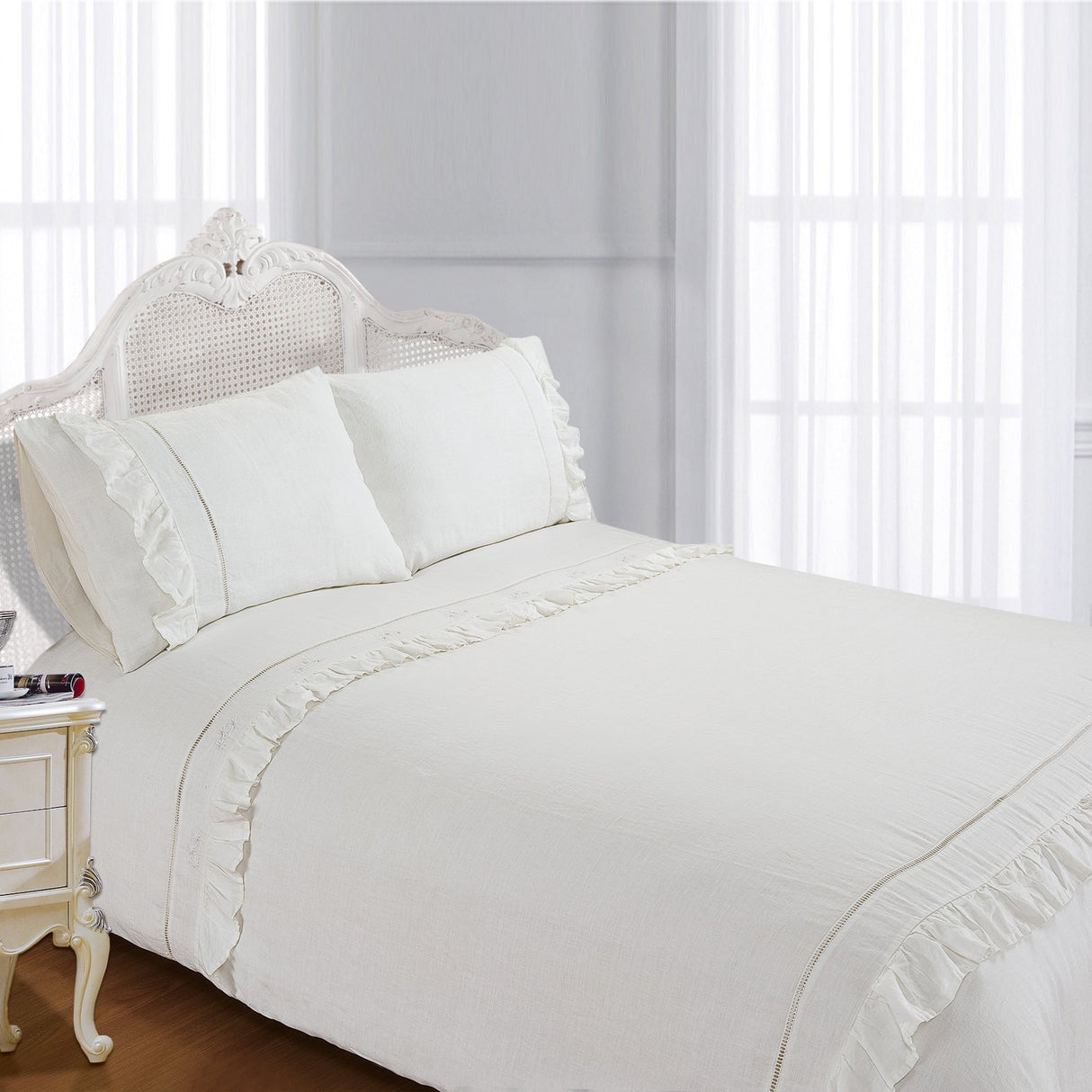 Sweet Dreams Angelica Linen Duvet Cover & Pillowcase Set