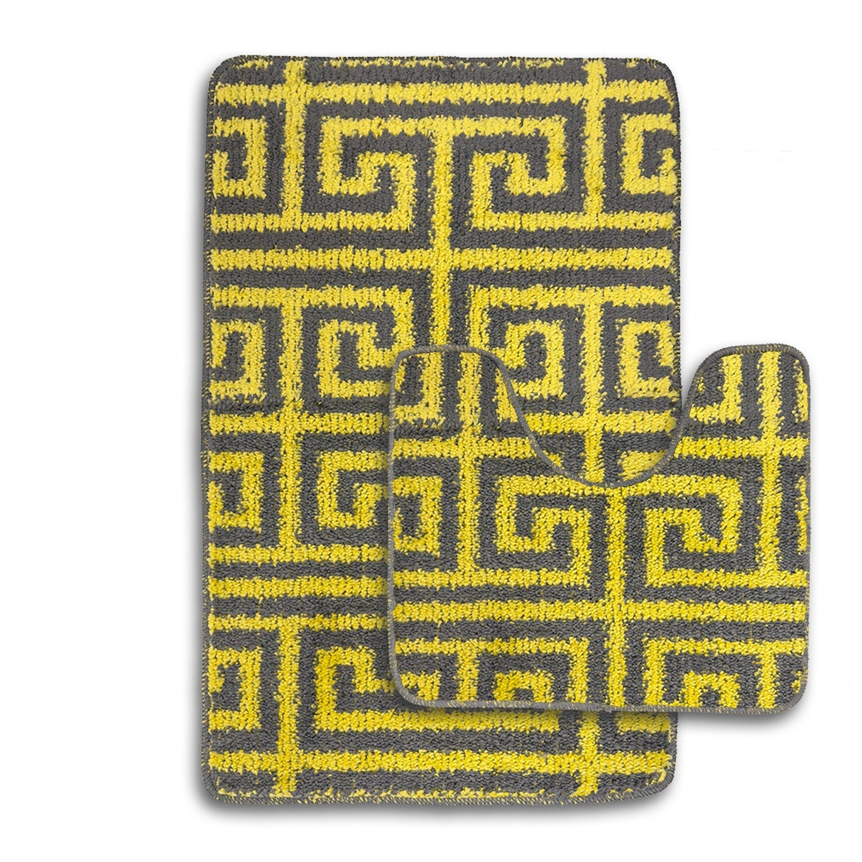 Velosso 2 Piece Luxe Greek Key Bath and Pedestal Mat Set