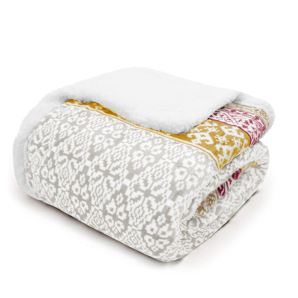 Velosso Aztec Ethnic Printed Sherpa Blanket Throw