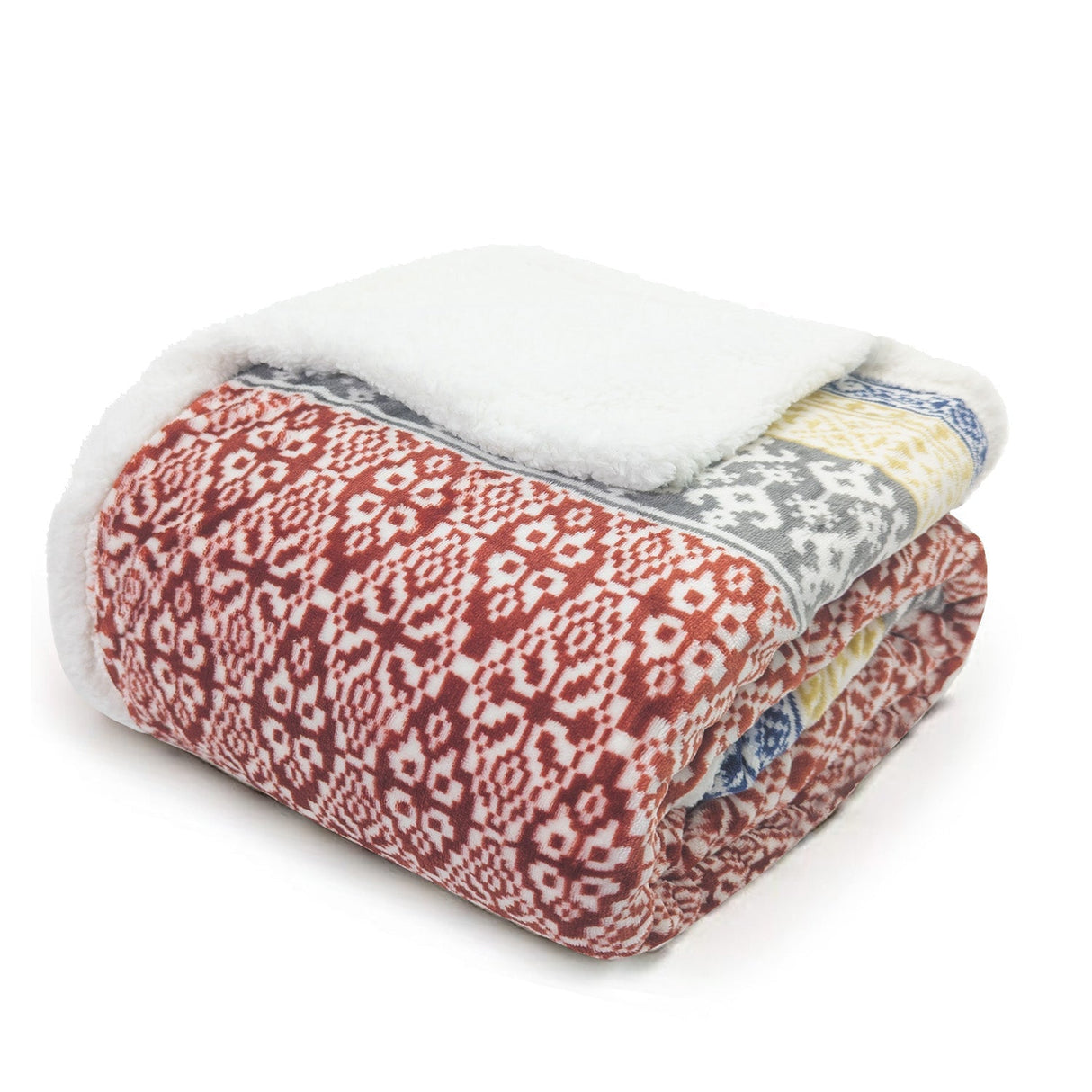 Velosso Aztec Ethnic Printed Sherpa Blanket Throw