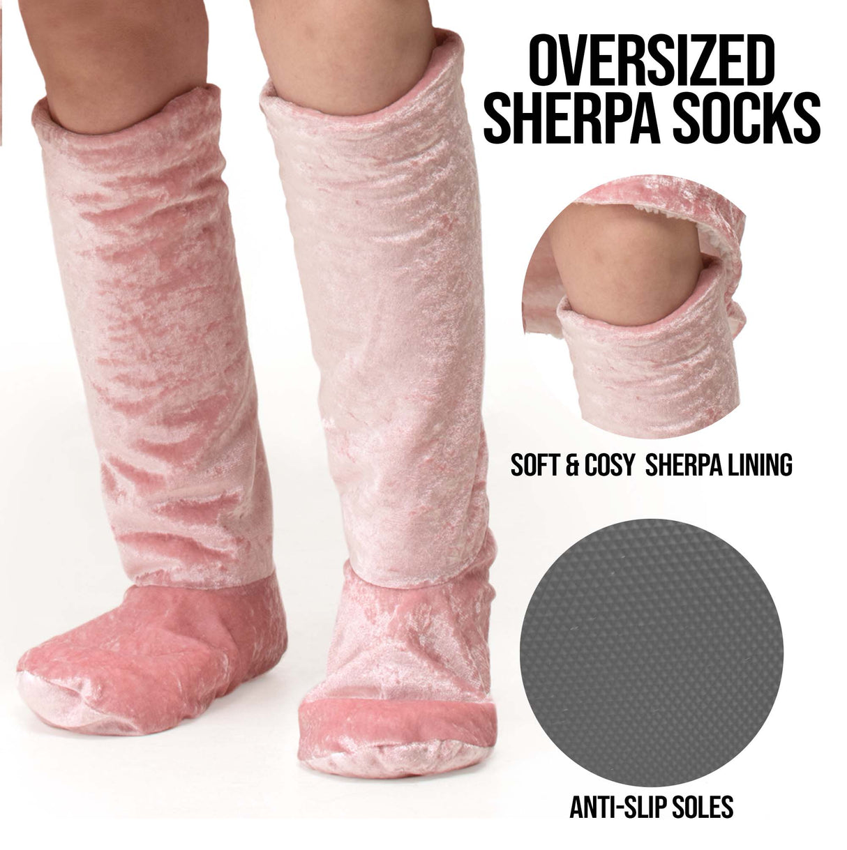 Velosso Oversized Crushed Velvet Sherpa Lined Socks