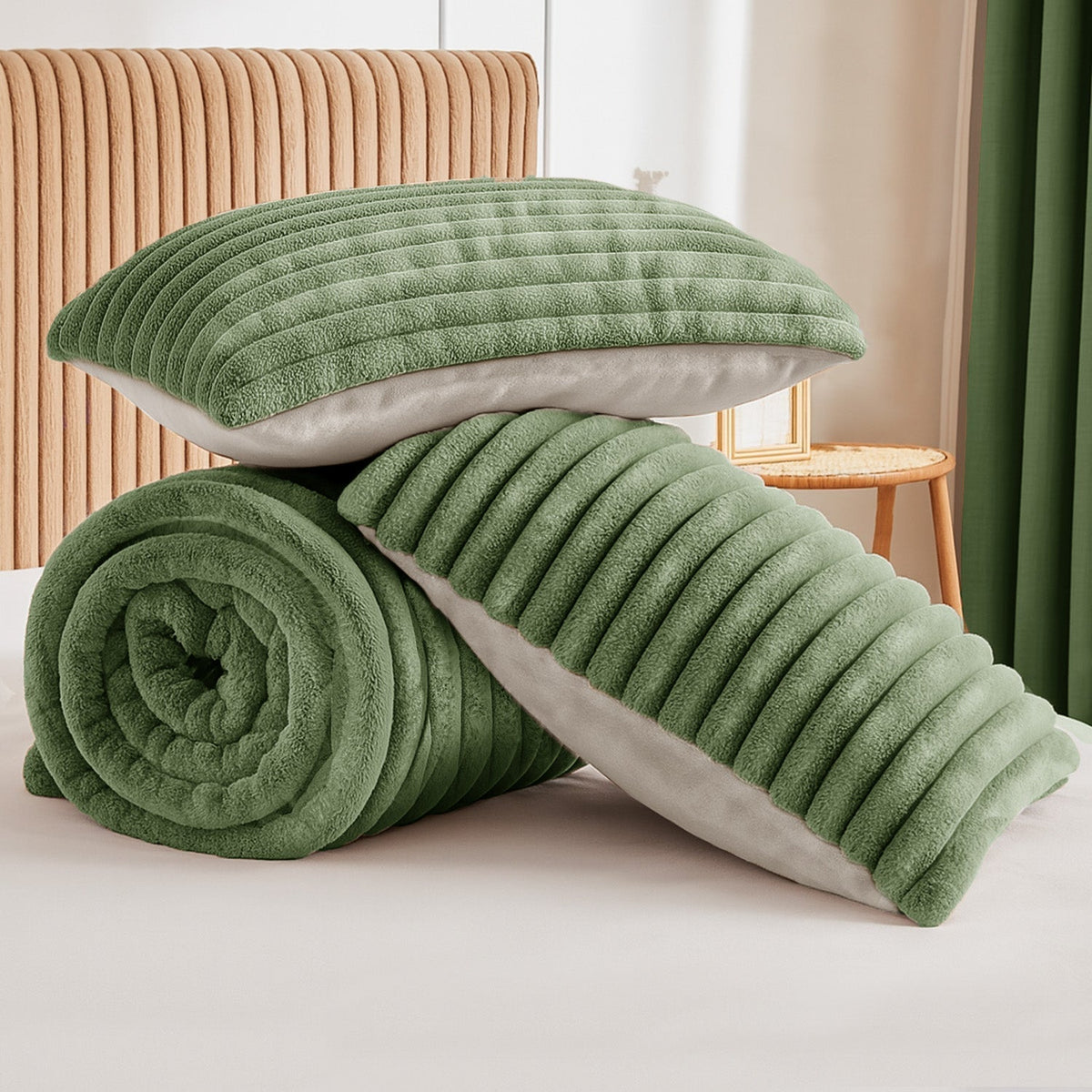 Velosso Jumbo Cord Faux Rabbit Fur Duvet Cover And Pillowcase Set