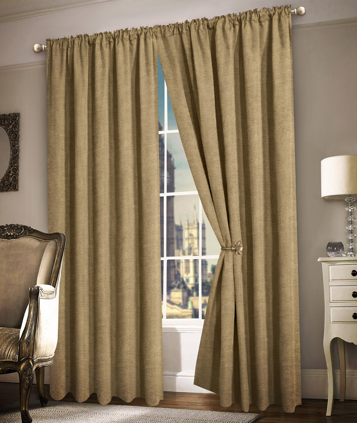 Intimates Plain Chenille Pencil Pleat Curtains