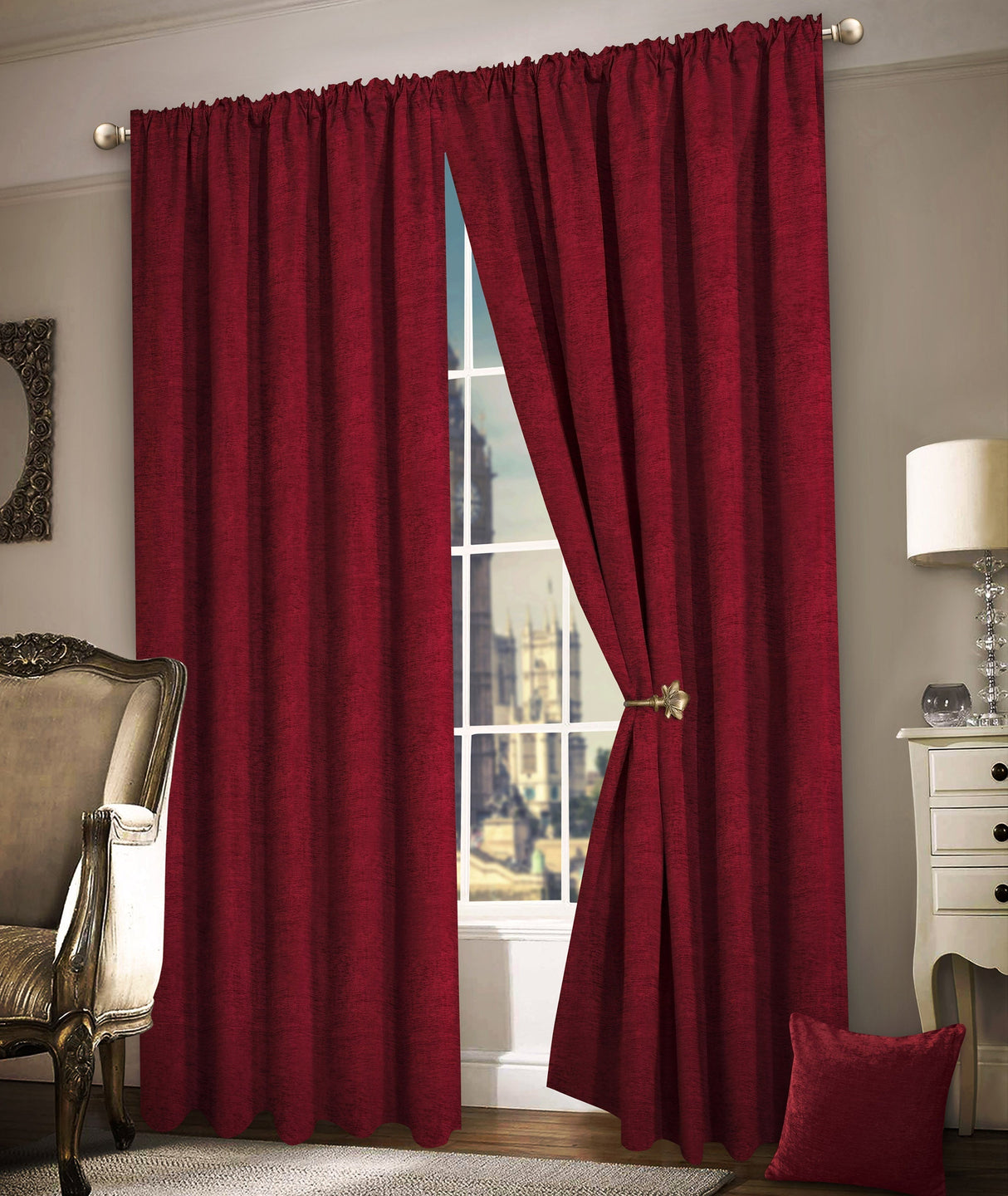 Intimates Plain Chenille Pencil Pleat Curtains