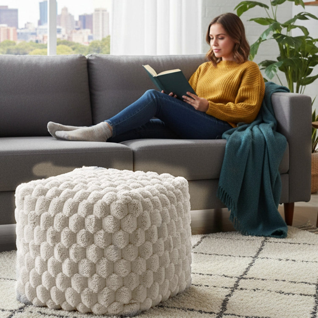 Home Republic Chunky Popcorn Faux Fur Bean Bag