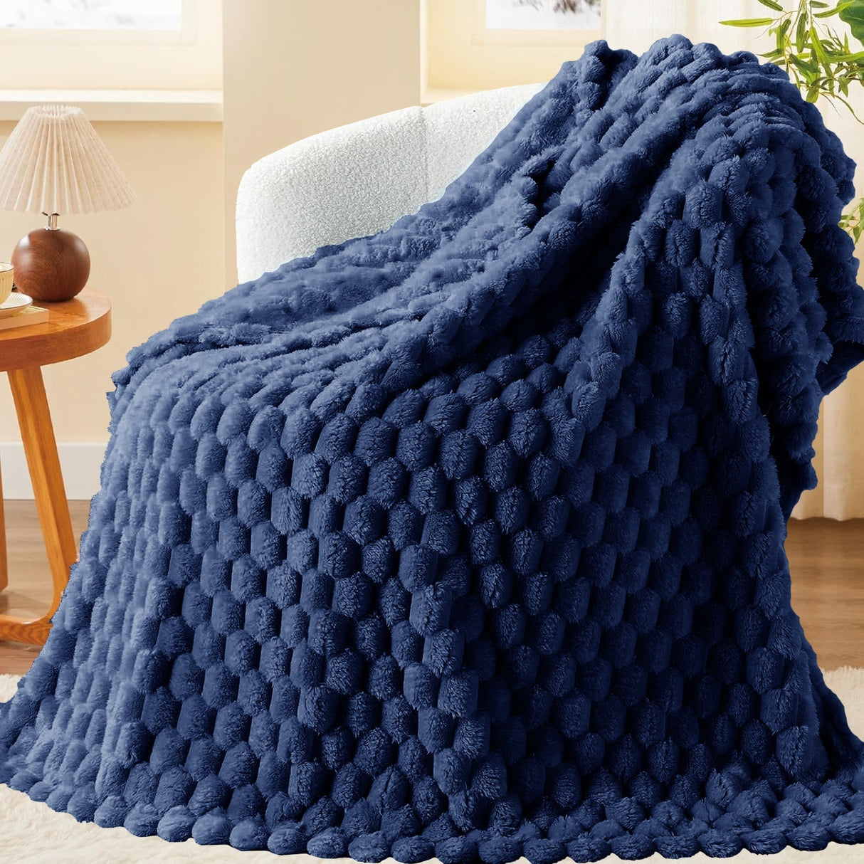 Velosso Chunky Popcorn Faux Rabbit Fur Blanket