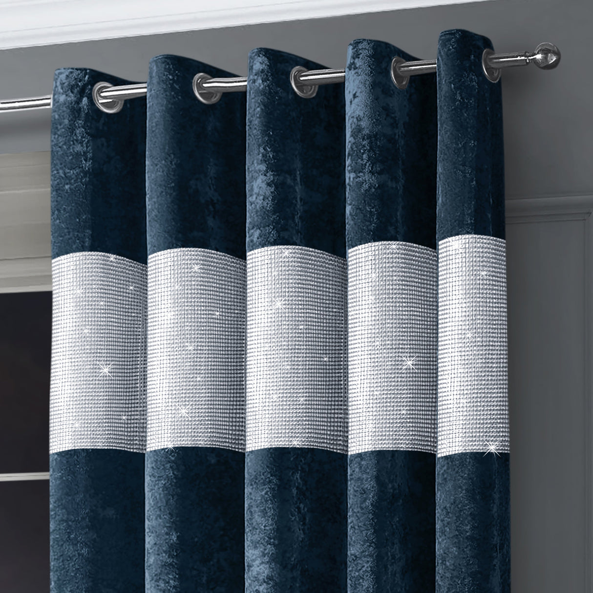 Intimates Crushed Velvet Diamante Ring Top Curtains
