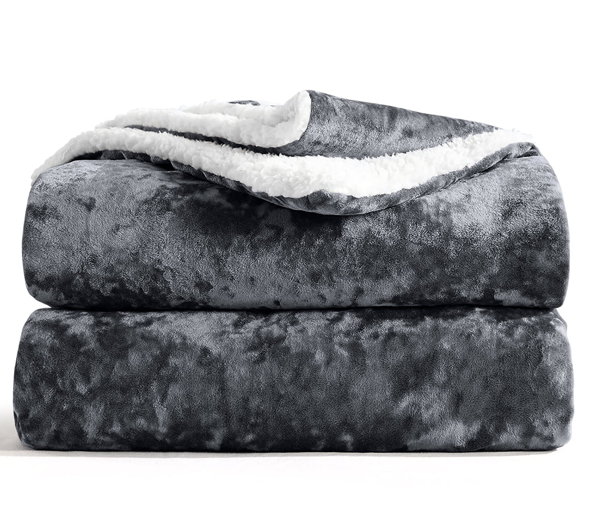Velosso Crushed Velvet Sherpa Reverse Throw Blanket