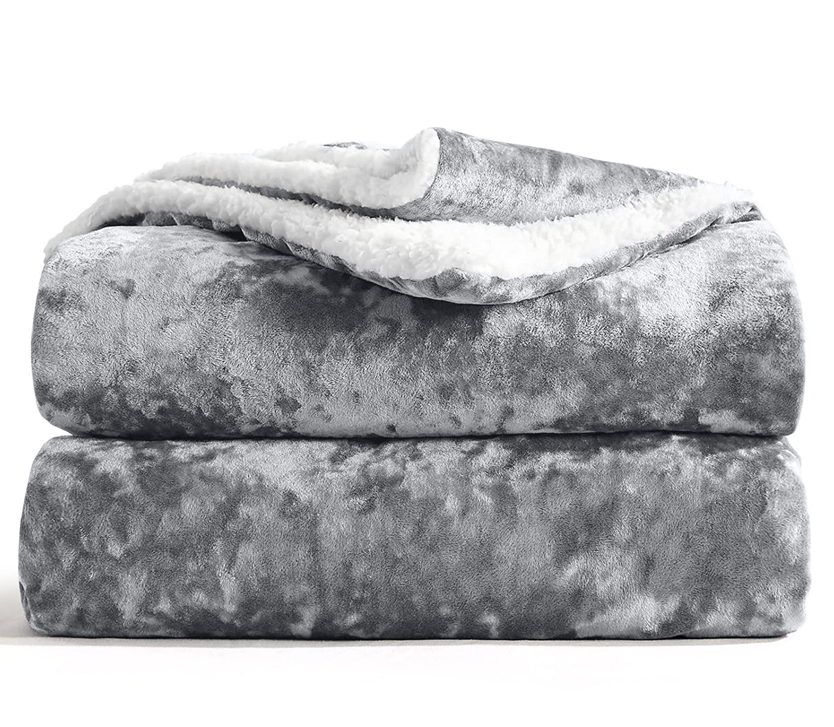 Velosso Crushed Velvet Sherpa Reverse Throw Blanket