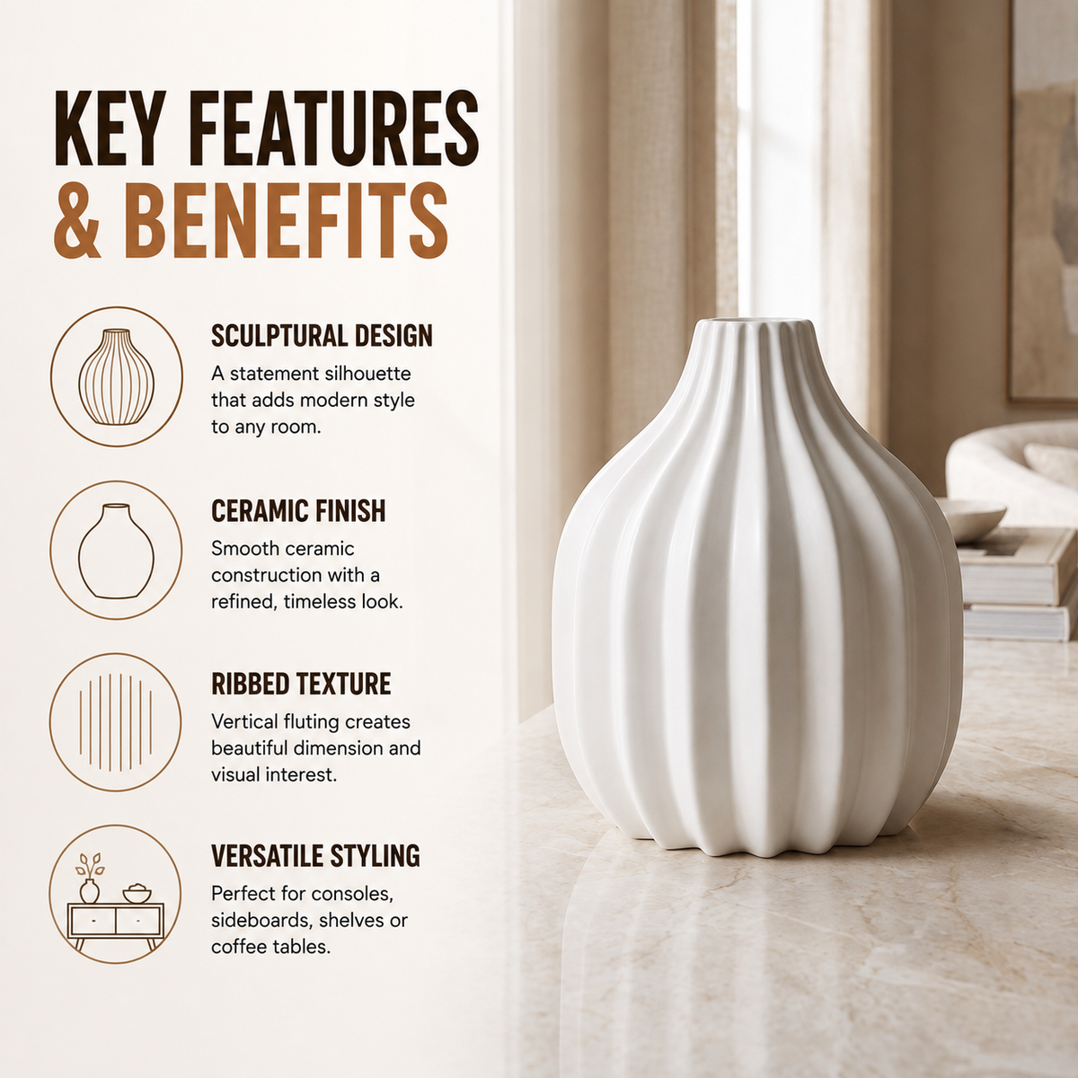 Home Republic Ceramic Wide Vase