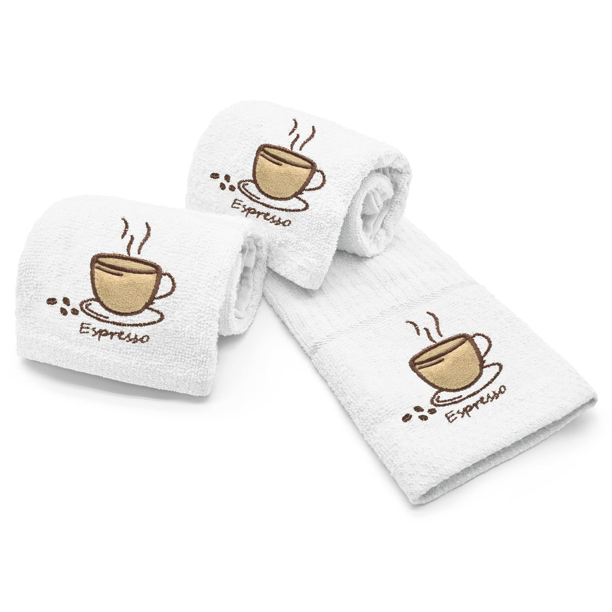 Velosso Espresso Embroidered Cotton Tea Towel