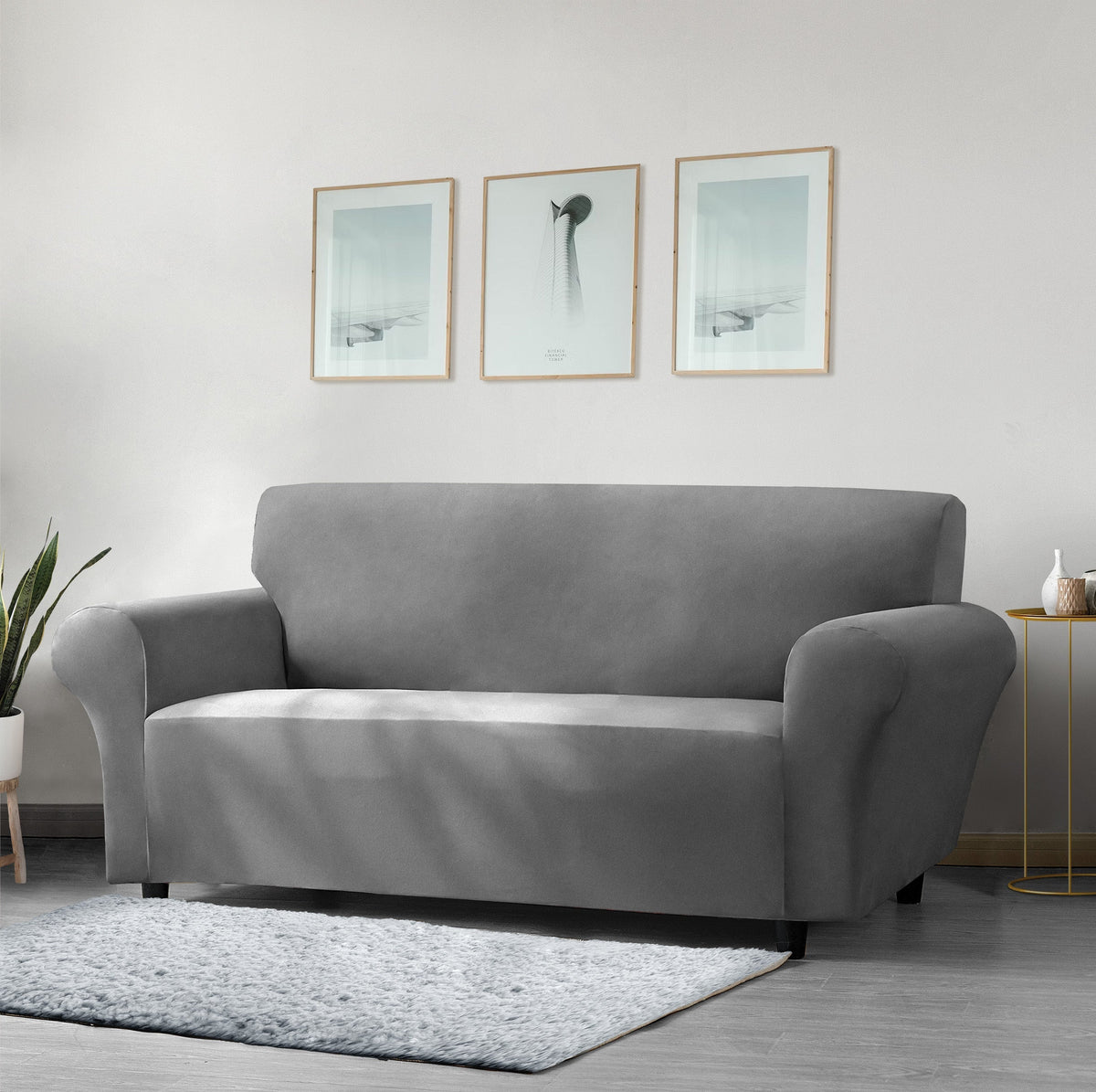 Home Republic Faux Mink Stretch Fitted Sofa Cover