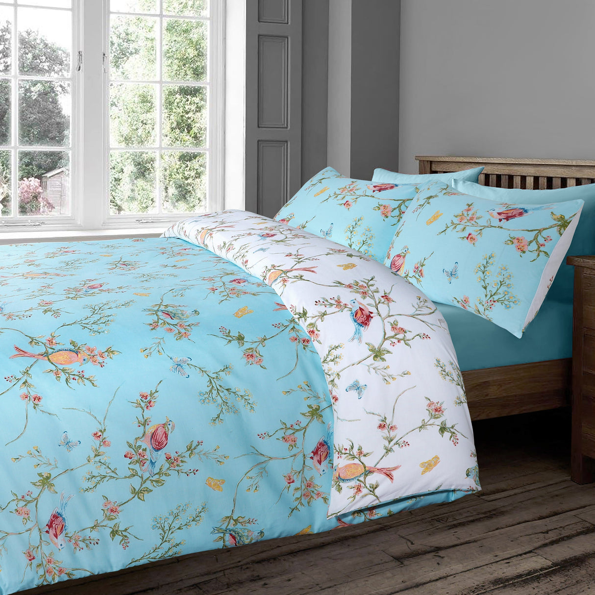 Velosso Birds Floral Duvet Cover & Pillowcase Set