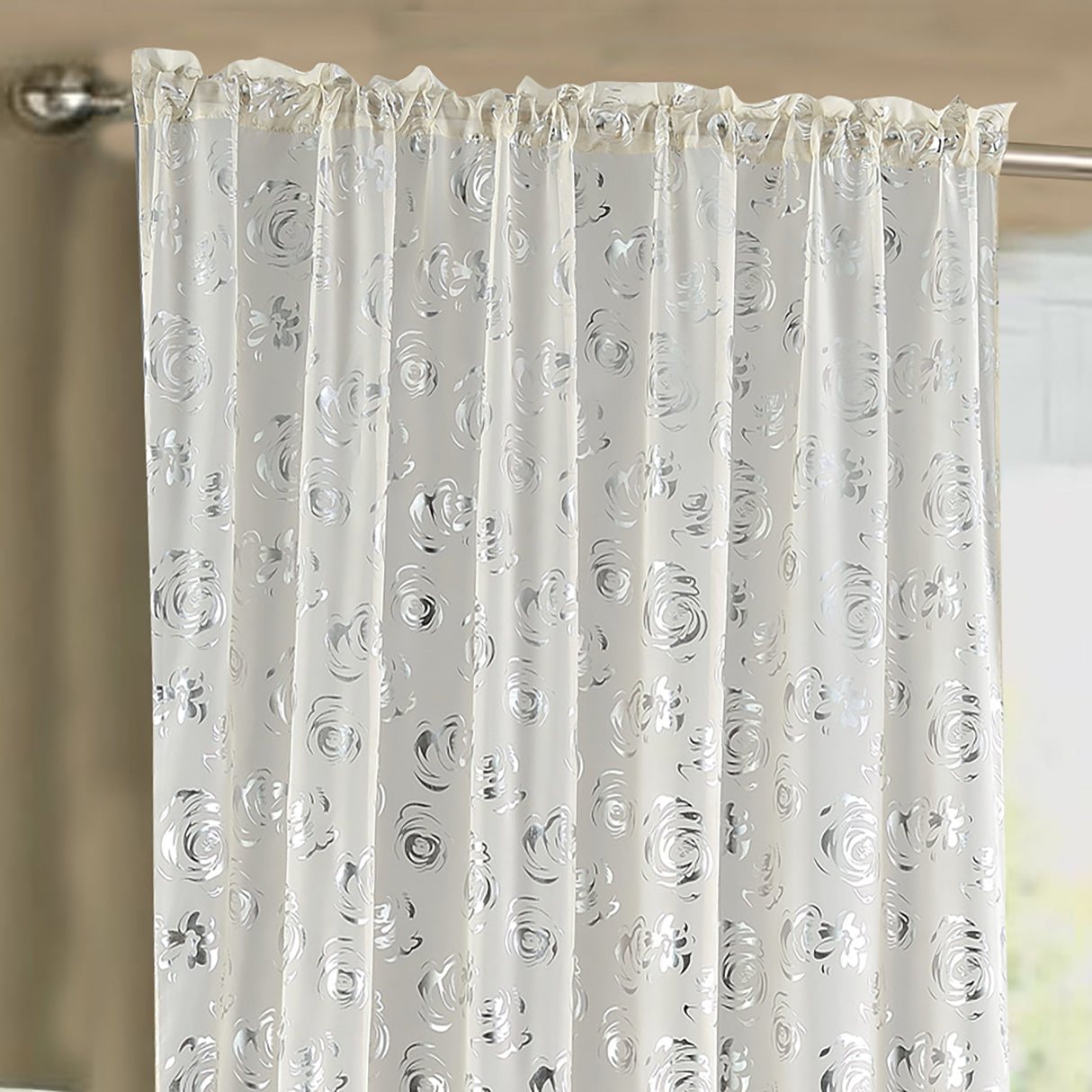 Intimates Geneva Rose Foil Printed Sheer Voile Panel