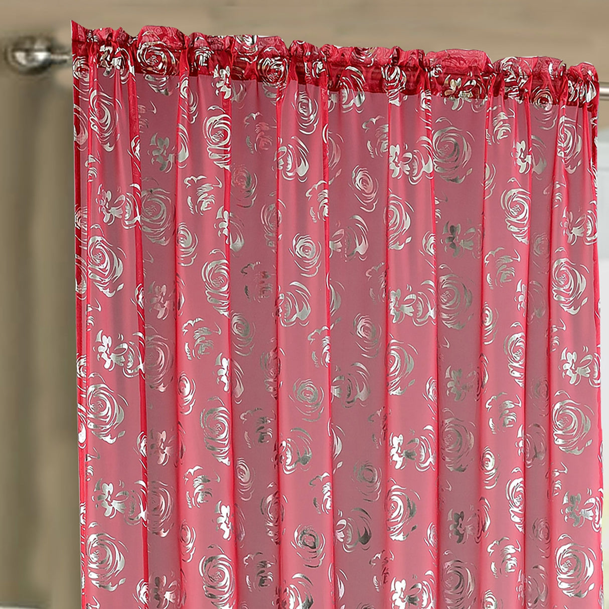 Intimates Geneva Rose Foil Printed Sheer Voile Panel