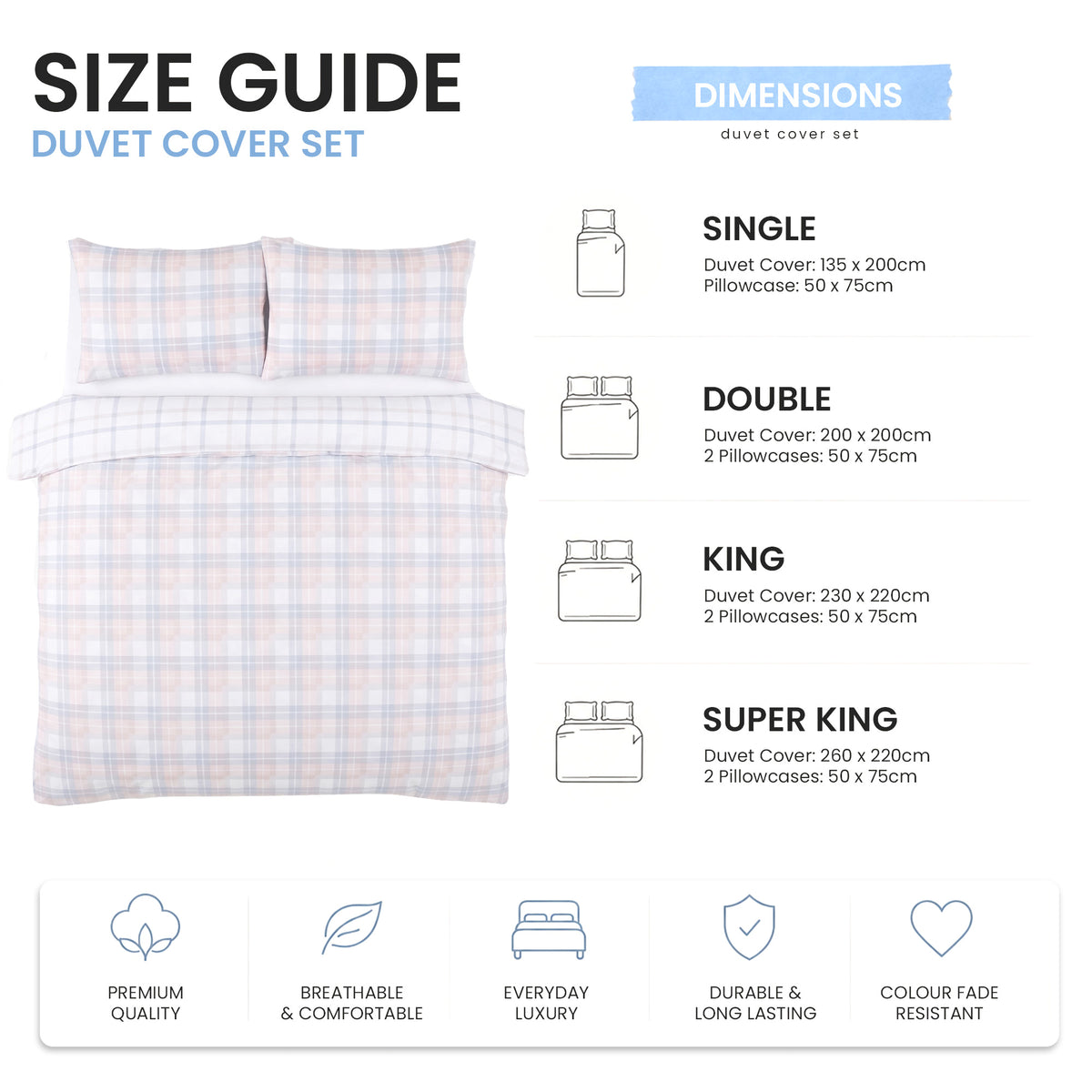 Velosso Hayfield Check Duvet Cover and Pillowcase Set