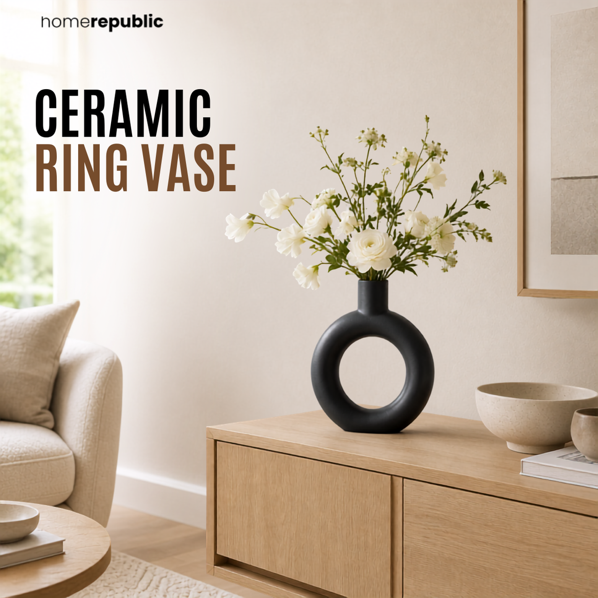 Home Republic Ceramic Donut Vase