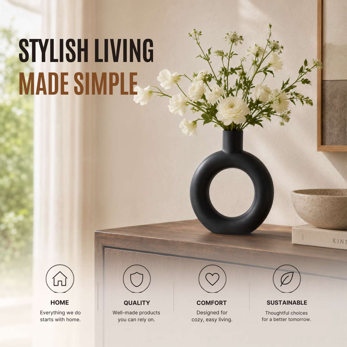 Home Republic Ceramic Donut Vase