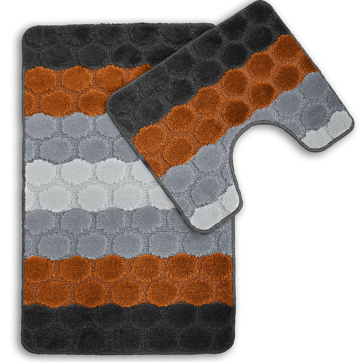 Velosso 2 Piece Hex Stripe Bath and Pedestal Mat Set